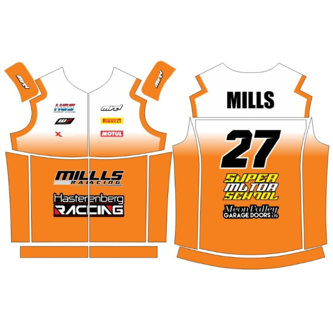 CUSTOM BODYWARMER - WHITE/ORANGE FADE