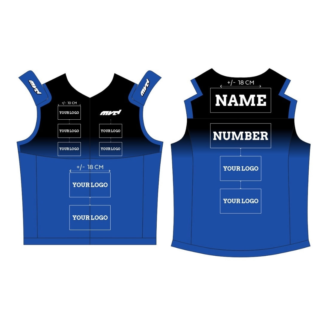 CUSTOM BODYWARMER - BLACK/BLUE FADE