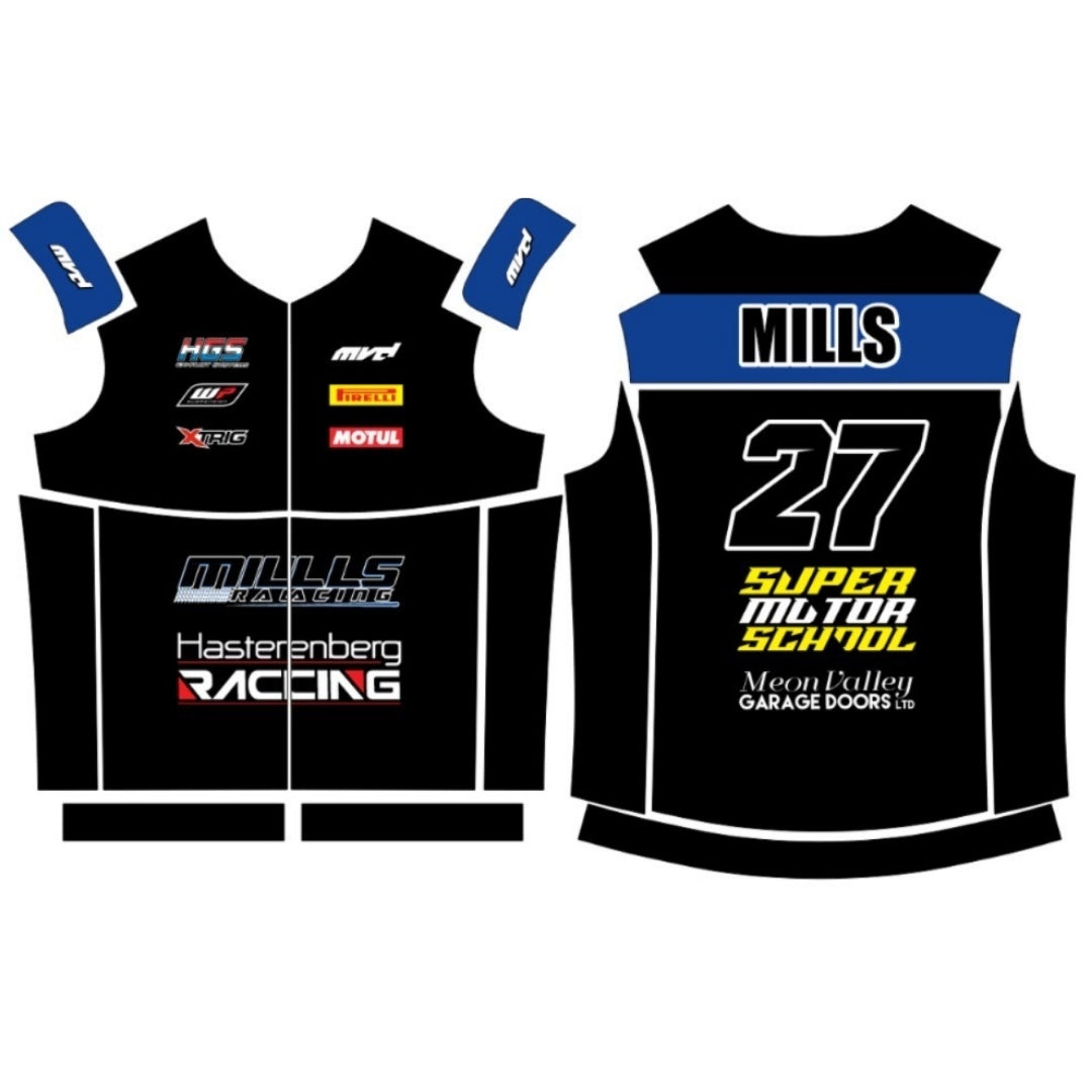 CUSTOM BODYWARMER - BLACK/BLUE V2