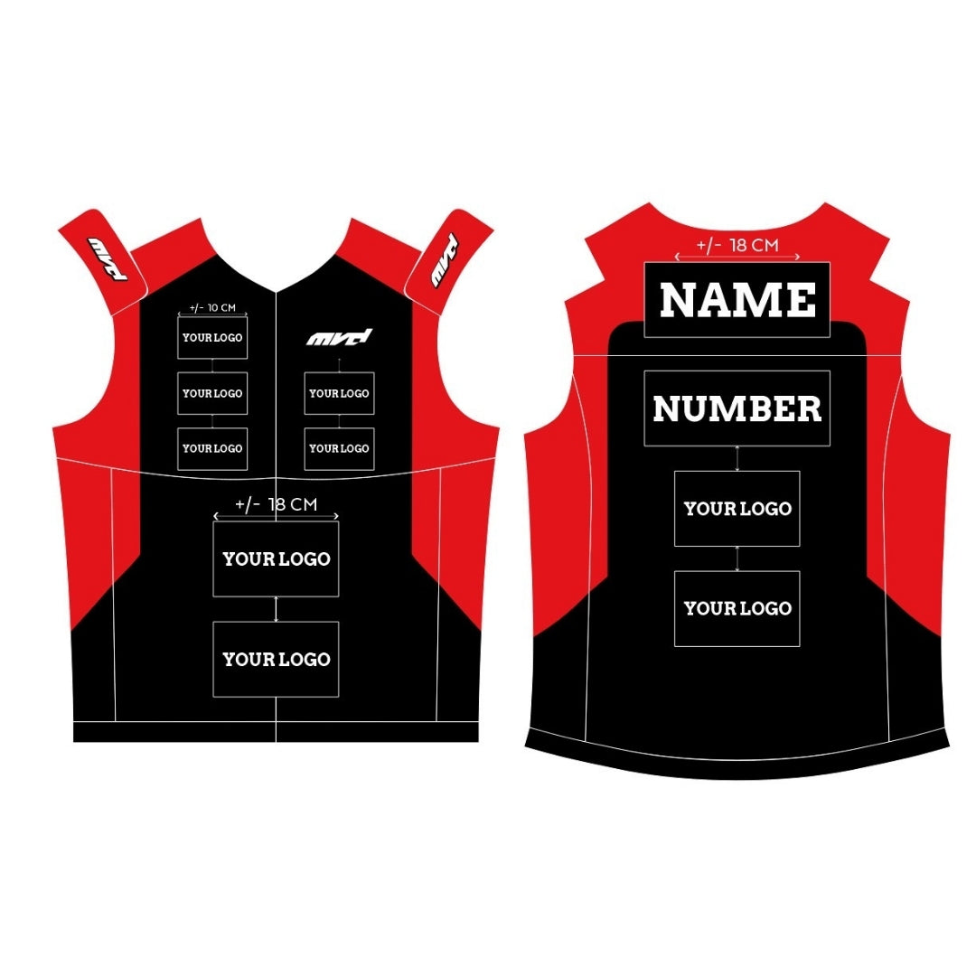 CUSTOM BODYWARMER - BLACK/RED
