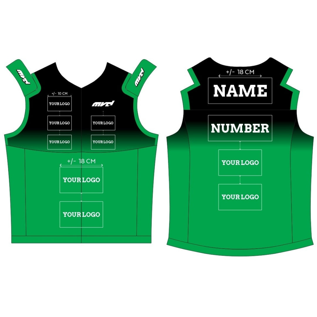 CUSTOM BODYWARMER - BLACK/GREEN FADE