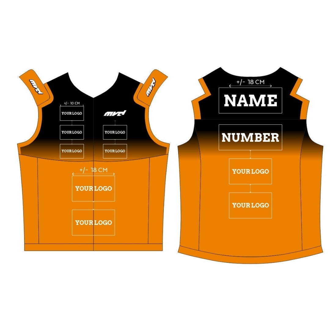 CUSTOM BODYWARMER - BLACK/ORANGE FADE