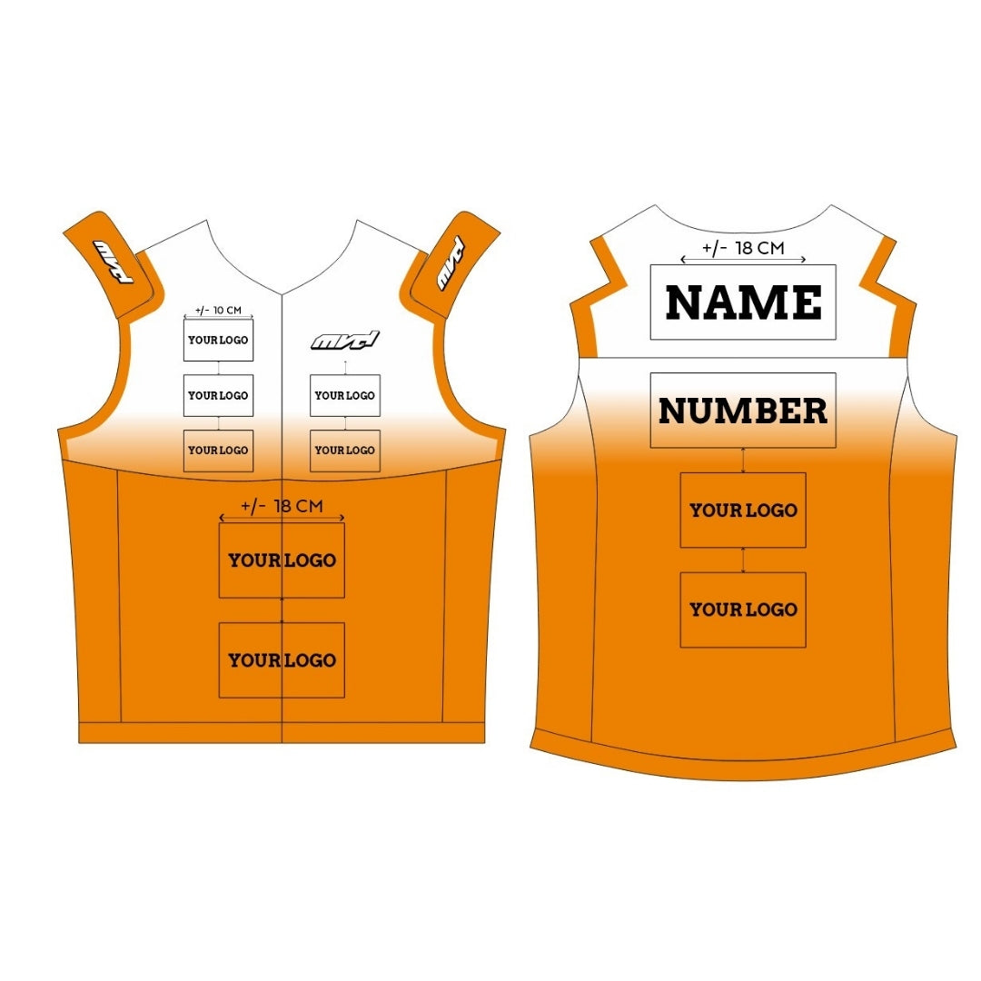 CUSTOM BODYWARMER - WHITE/ORANGE FADE