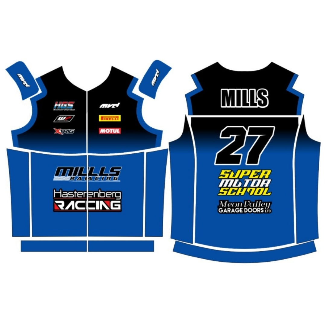 CUSTOM BODYWARMER - BLACK/BLUE FADE