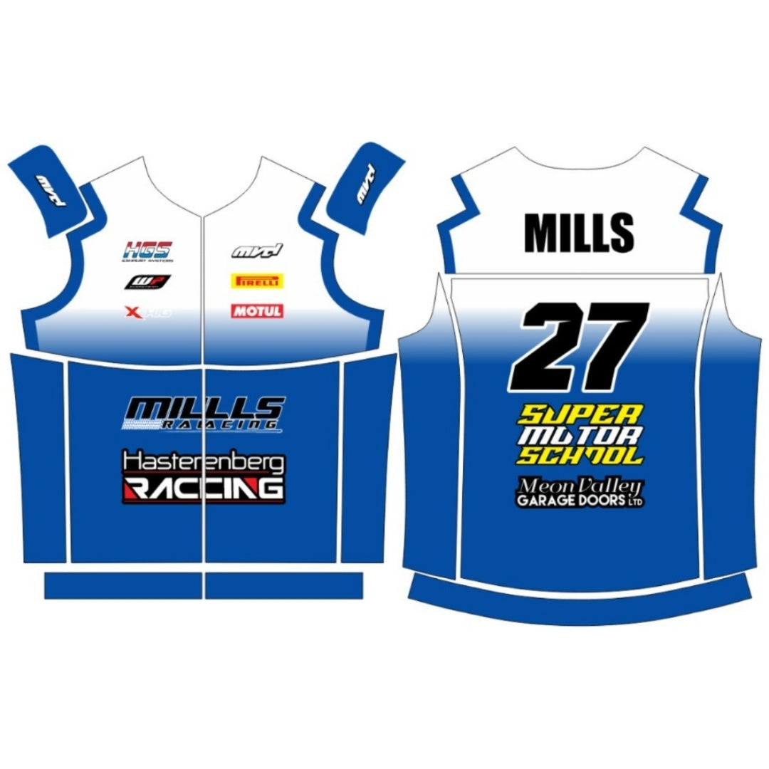 CUSTOM BODYWARMER - WHITE/BLUE FADE