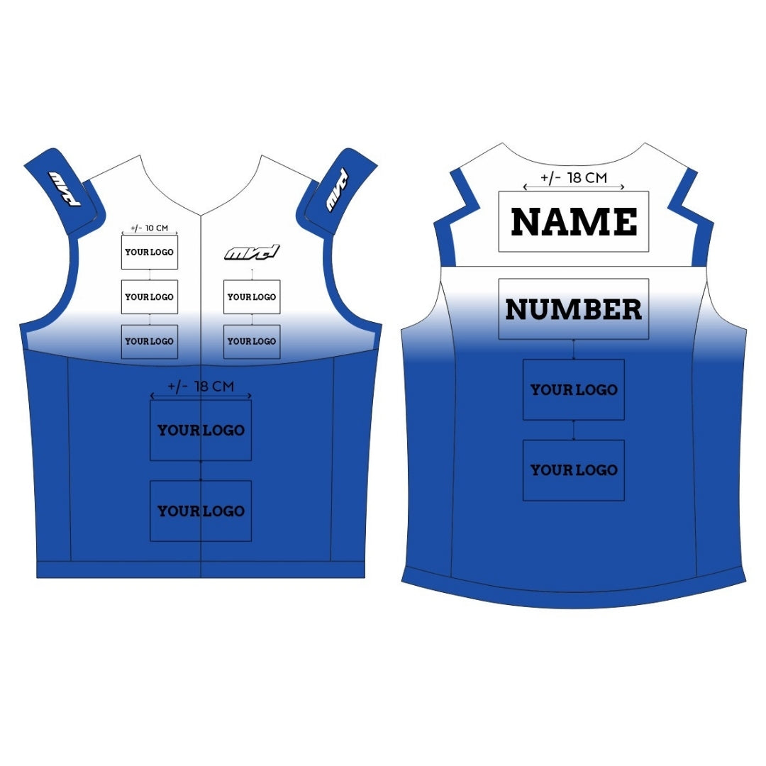 CUSTOM BODYWARMER - WHITE/BLUE FADE