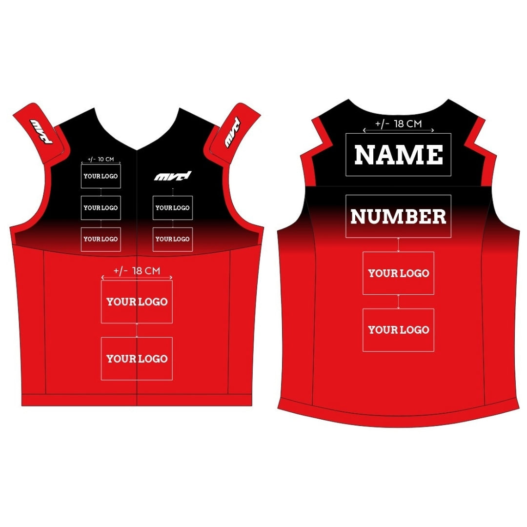 CUSTOM BODYWARMER - BLACK/RED FADE