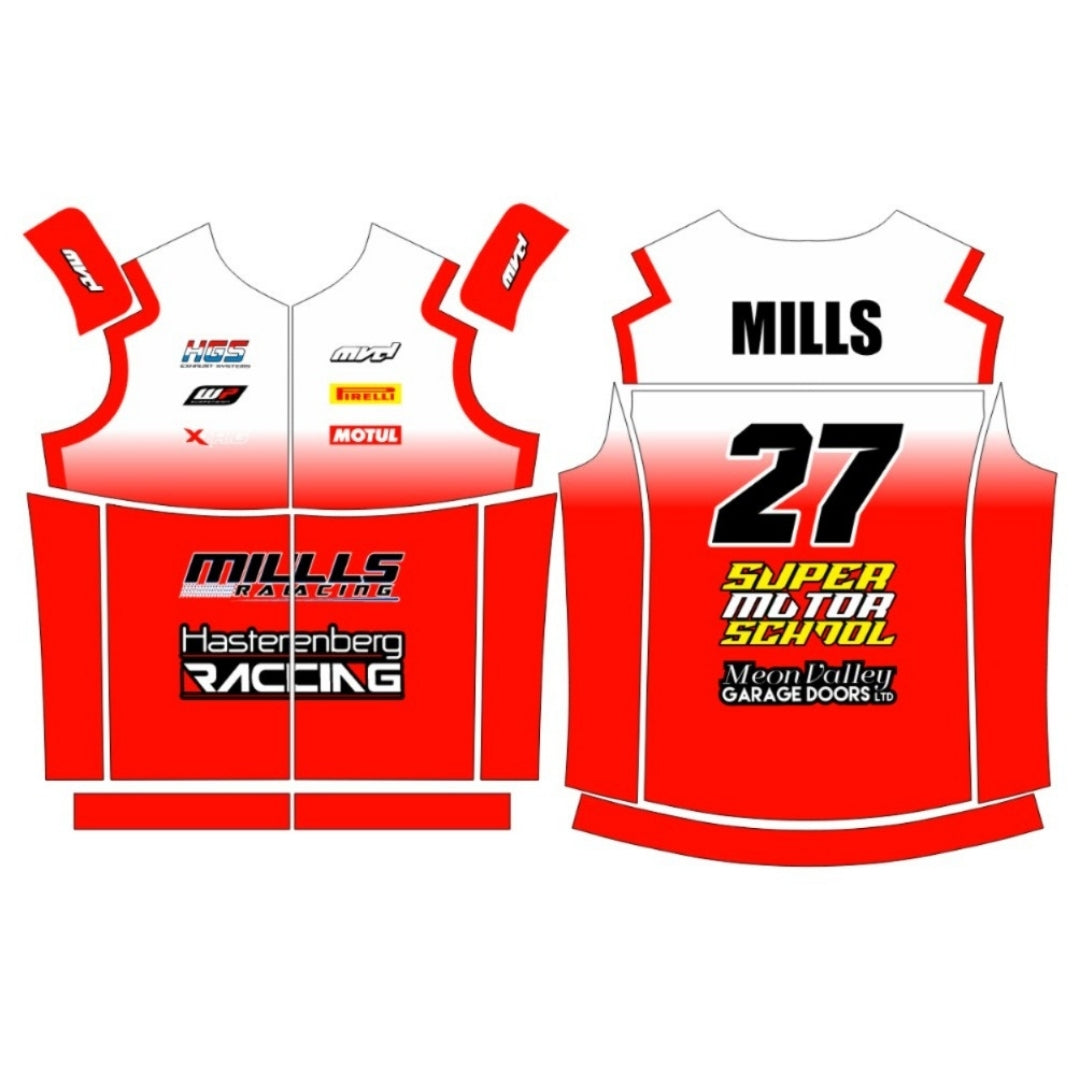 CUSTOM BODYWARMER - WHITE/RED FADE