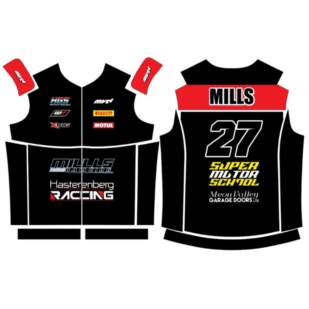 CUSTOM BODYWARMER - BLACK/RED V2