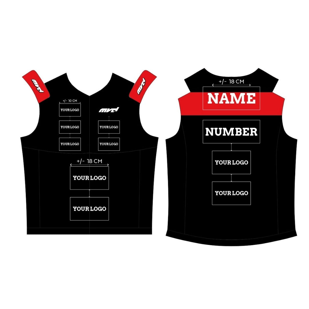 CUSTOM BODYWARMER - BLACK/RED V2