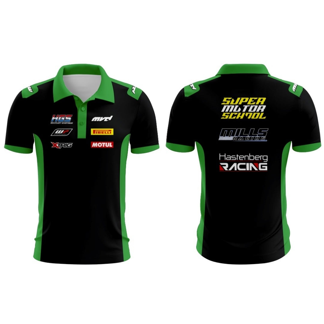 CUSTOM POLO - BLACK/GREEN